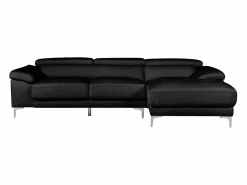 Outlet LINEA SOFA Sofá rinconera de piel ángulo derecho color SOLANGE Negro