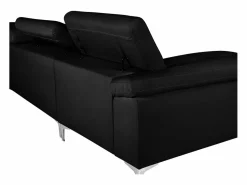 Outlet LINEA SOFA Sofá rinconera de piel ángulo derecho color SOLANGE Negro