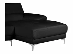 Outlet LINEA SOFA Sofá rinconera de piel ángulo derecho color SOLANGE Negro