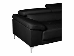 Outlet LINEA SOFA Sofá rinconera de piel ángulo derecho color SOLANGE Negro