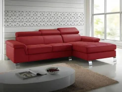 New Vente-unique Sofá rinconera de piel y angulo derecho MISHIMA Rojo