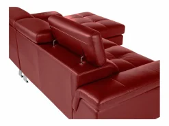 New Vente-unique Sofá rinconera de piel y angulo derecho MISHIMA Rojo