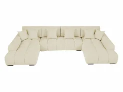 Clearance Vente-unique Sofá rinconera de tela con efecto acolchado estilo diseño BERENIA Beige