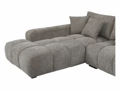 Clearance Vente-unique Sofá rinconera de tela acolchado con efecto matelassé de estilo diseño BERENIA Gris