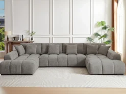 Clearance Vente-unique Sofá rinconera de tela acolchado con efecto matelassé de estilo diseño BERENIA Gris