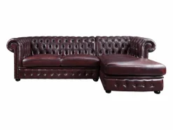 LINEA SOFA Sofá rinconera derecha chesterfield 100% piel cherry BRENTON