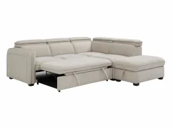 Hot Vente-unique Sofá rinconera derecha convertible y puf en tela BALOTIA Beige