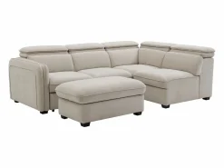 Hot Vente-unique Sofá rinconera derecha convertible y puf en tela BALOTIA Beige