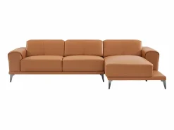 Vente-unique Sofá rinconera derecha de piel de búfalo ANDOR Camel