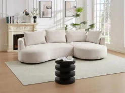 Vente-unique Sofá rinconera derecha en terciopelo color LOUSADO