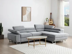 Vente-unique Sofá rinconera derecha en tela texturizada NURAZIO Gris