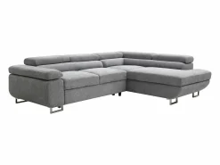 Vente-unique Sofá rinconera derecha en tela texturizada NURAZIO Gris