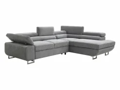 Vente-unique Sofá rinconera derecha en tela texturizada NURAZIO Gris