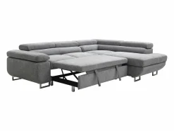 Vente-unique Sofá rinconera derecha en tela texturizada NURAZIO Gris