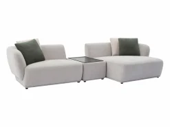 New Vente-unique Sofá rinconera derecha modular con mesa de tela RANASO Gris claro