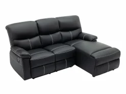 Sale Vente-unique Sofá rinconera derecha relax de piel sintética color CANBY Negro