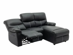 Sale Vente-unique Sofá rinconera derecha relax de piel sintética color CANBY Negro