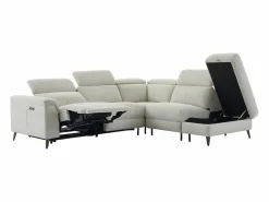 Vente-unique Sofá rinconera derecha relax eléctrico de tela MAKORO Beige