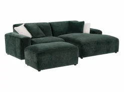 Clearance Maison Céphy Sofá rinconera derecha y chaise longue de pana TIRONO de Verde pino