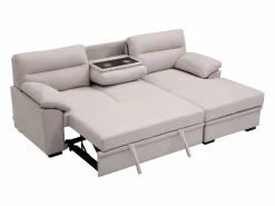 Vente-unique Sofá rinconera derecho convertible de tela ULENIO