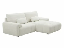 Online Vente-unique Sofá rinconera derecho en chenilla ANELKO Blanco roto