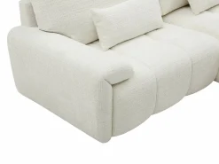 Online Vente-unique Sofá rinconera derecho en chenilla ANELKO Blanco roto