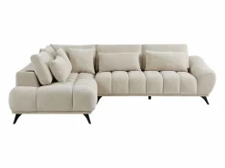Vente-unique Sofá rinconera izquierda con respaldo reclinable en terciopelo texturizado MAVIRO