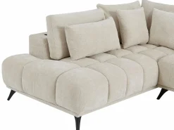 Vente-unique Sofá rinconera izquierda con respaldo reclinable en terciopelo texturizado MAVIRO
