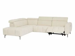 Outlet Vente-unique Sofá rinconera izquierda con relax eléctrico en tela texturizada CALDORIA Beige