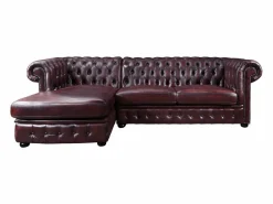 Sofá rinconera izquierda chesterfield 100% piel cherry BRENTON Sofás Chesterfield|Sofá De Piel
