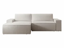 Best Vente-unique Sofá rinconera izquierda de terciopelo 4 plazas AMELIA Beige