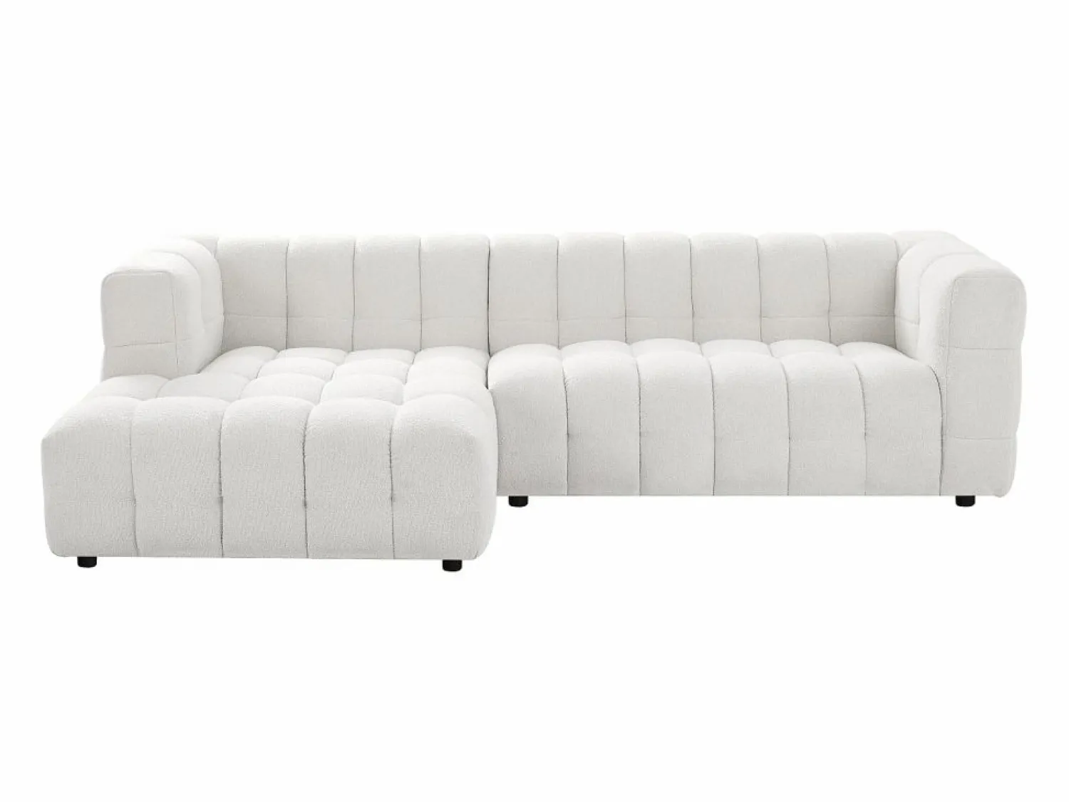 Clearance Vente-unique Sofá rinconera izquierda en tela bouclé marfil LERICI de Pascal Morabito Blanco