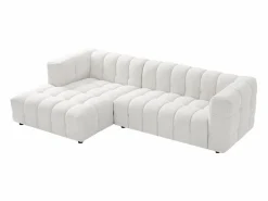 Clearance Vente-unique Sofá rinconera izquierda en tela bouclé marfil LERICI de Pascal Morabito Blanco