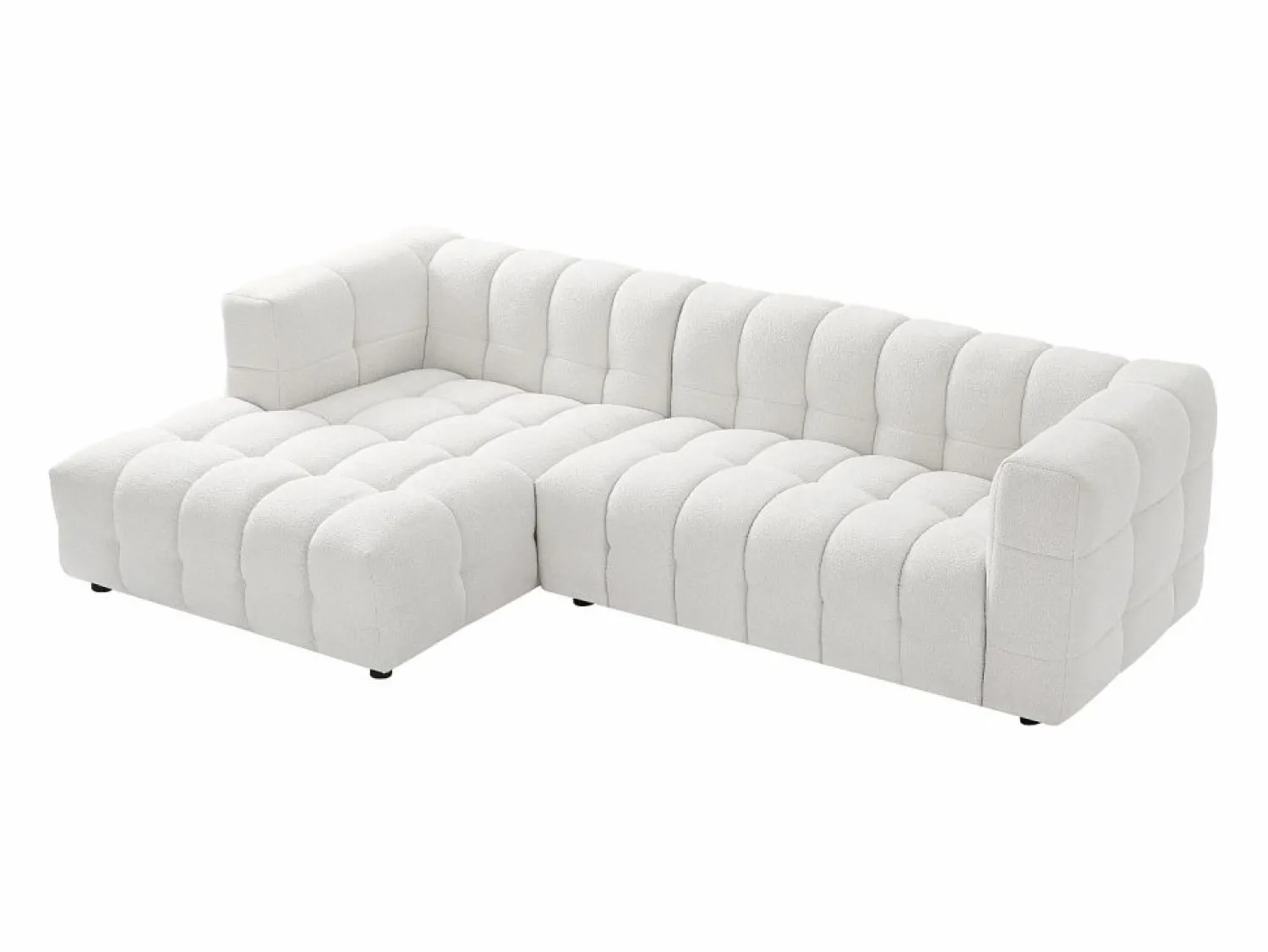 Clearance Vente-unique Sofá rinconera izquierda en tela bouclé marfil LERICI de Pascal Morabito Blanco