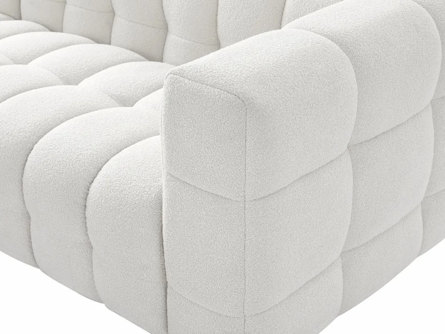 Clearance Vente-unique Sofá rinconera izquierda en tela bouclé marfil LERICI de Pascal Morabito Blanco
