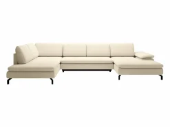 Vente-unique Sofá rinconera izquierda panorámico en tela texturizada ARCHIBALD Beige
