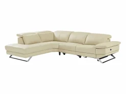 Discount Vente-unique Sofá rinconera izquierda PUNO II con función de reclinación eléctrica en piel de vacuno Beige