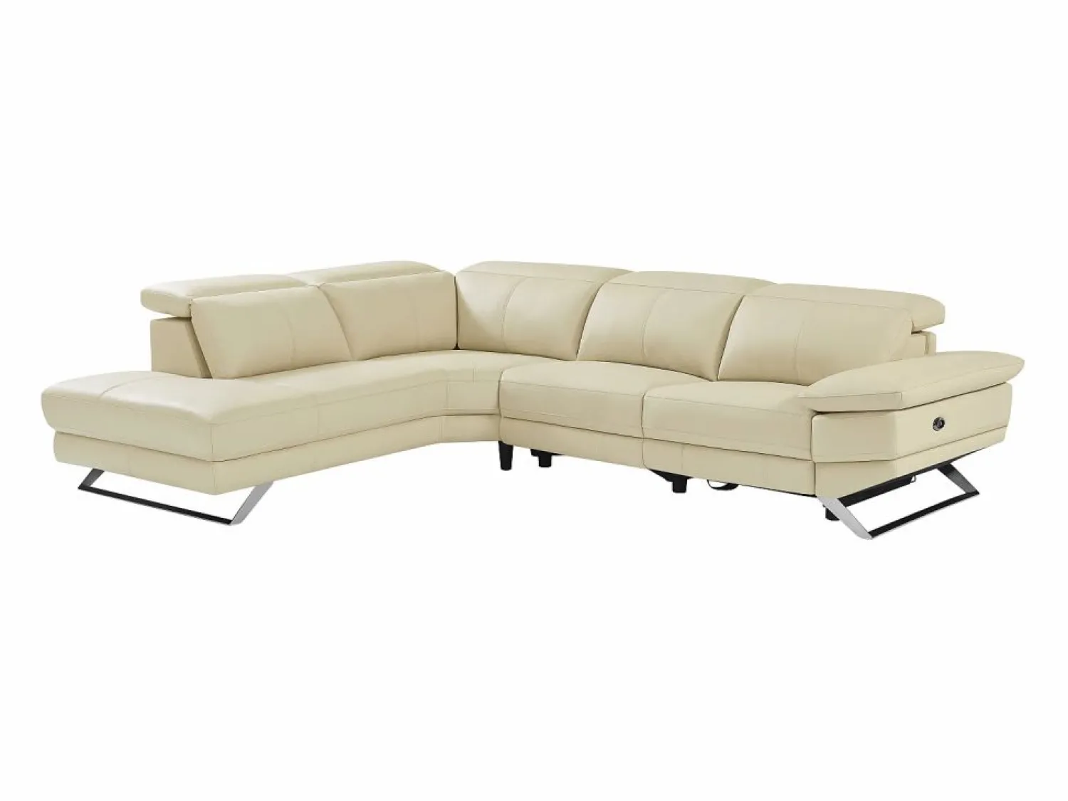 Discount Vente-unique Sofá rinconera izquierda PUNO II con función de reclinación eléctrica en piel de vacuno Beige