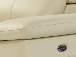 Discount Vente-unique Sofá rinconera izquierda PUNO II con función de reclinación eléctrica en piel de vacuno Beige