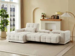 Hot Vente-unique Sofá rinconera izquierda relax eléctrico en tela texturizada DOREA de Pascal Morabito Beige