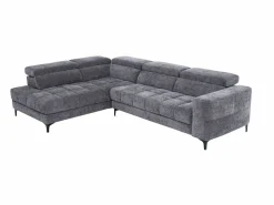 Vente-unique Sofá rinconera izquierda relax eléctrico con asiento deslizante de tela antracita MONISO