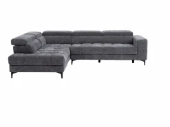 Vente-unique Sofá rinconera izquierda relax eléctrico con asiento deslizante de tela antracita MONISO