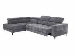 Vente-unique Sofá rinconera izquierda relax eléctrico con asiento deslizante de tela antracita MONISO
