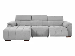 Sale Vente-unique Sofá rinconera izquierda relax eléctrico de tela efecto acolchado MOLPICA Gris claro