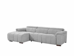 Sale Vente-unique Sofá rinconera izquierda relax eléctrico de tela efecto acolchado MOLPICA Gris claro