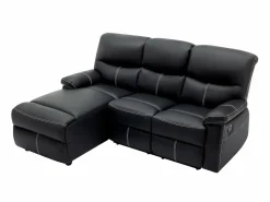 Sale Vente-unique Sofá rinconera izquierda relax de piel sintética de color CANBY Negro