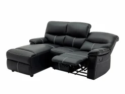 Sale Vente-unique Sofá rinconera izquierda relax de piel sintética de color CANBY Negro