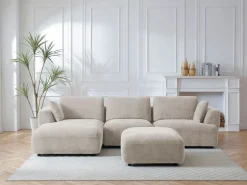Outlet Sofá rinconera izquierda y puf en tejido TINDRALO Sofá Modular