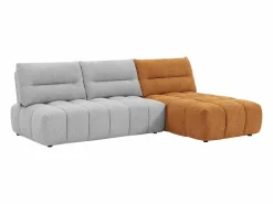 Outlet Sofá rinconera modular con respaldo desplazable en tejido gris claro y terracota APOLIU Sofás Y Sillones|Sofá Modular