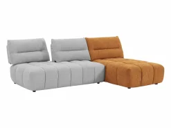 Outlet Sofá rinconera modular con respaldo desplazable en tejido gris claro y terracota APOLIU Sofás Y Sillones|Sofá Modular